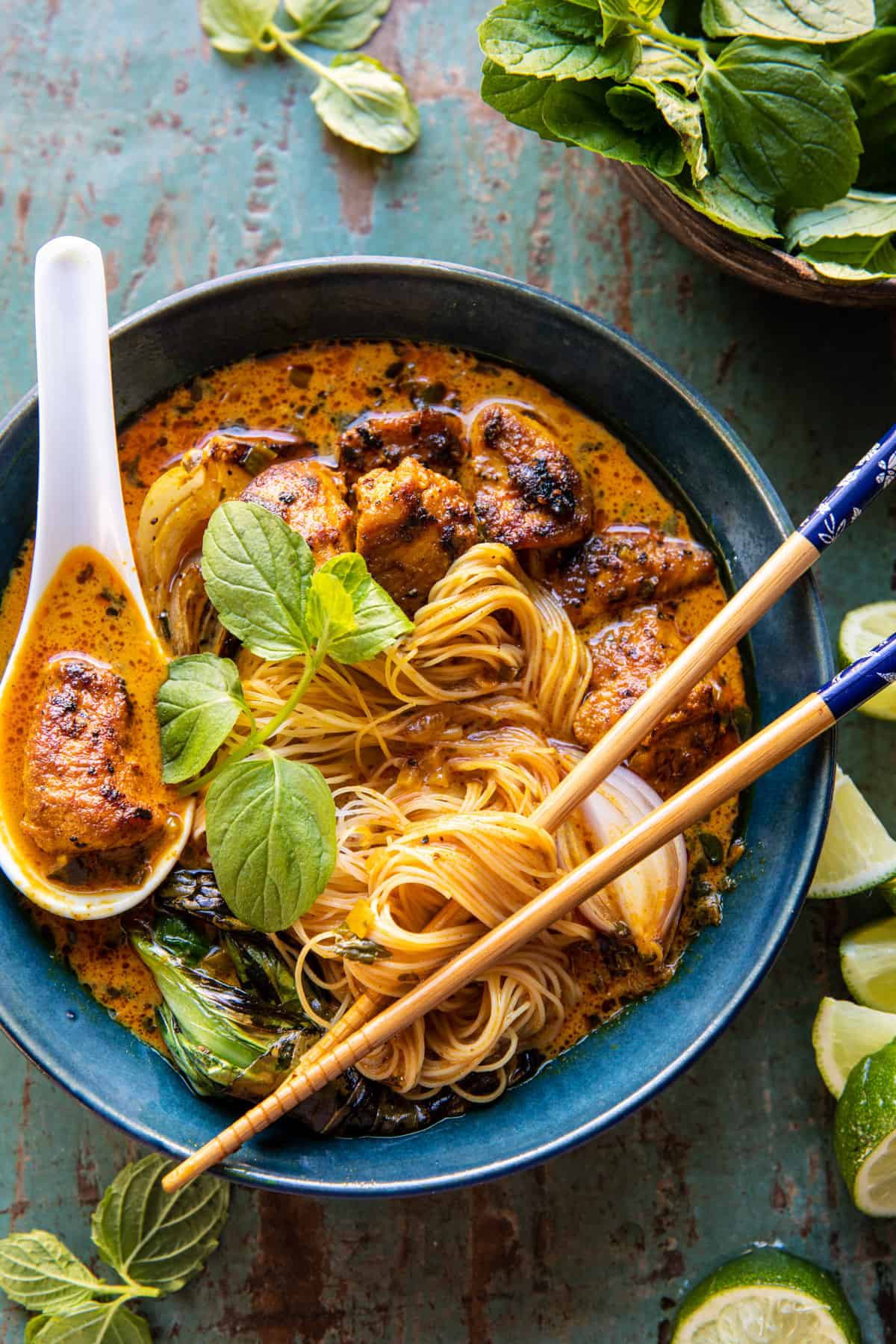 Minute Creamy Thai Turmeric Chicken And Noodles Micki Cooke Copy