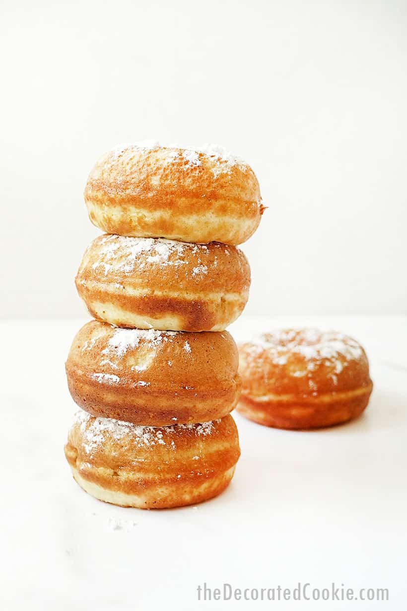 Pancake mix donuts in the BabyCakes Donut Maker, easy breakfast idea.