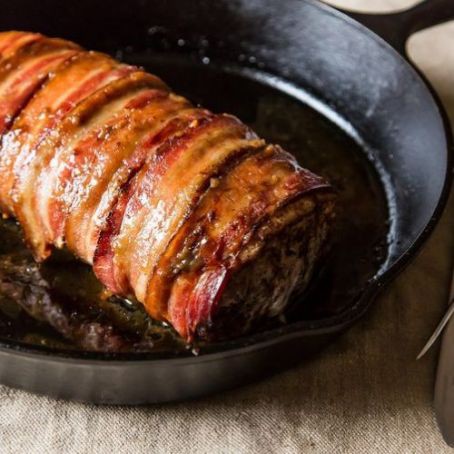 Bacon-Wrapped Venison Tenderloin with Garlic Cream Sauce Recipe