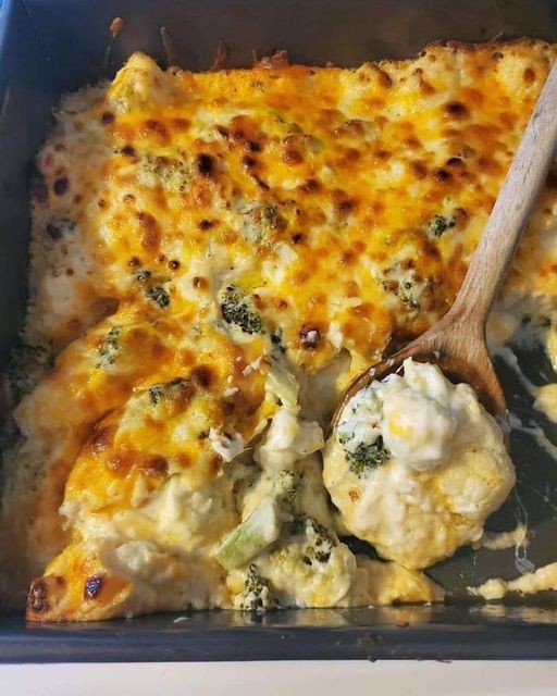 Keto - Broccoli & Cauliflower Cheese Casserole | KemiZ | Copy Me That