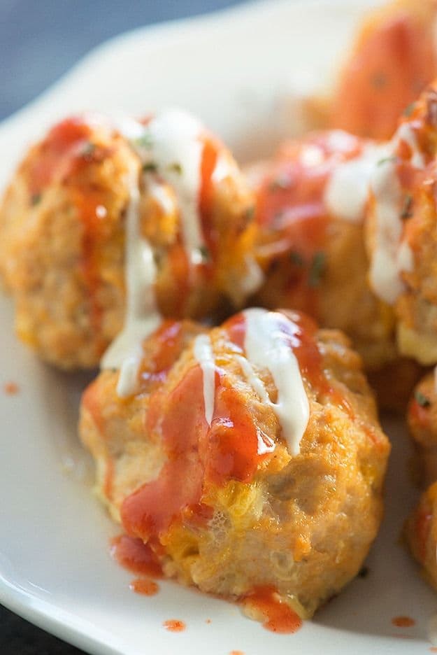 Buffalo Chicken Meatballs (Low Carb, Keto, Gluten Free) | Debbie Smith | Copy Me That