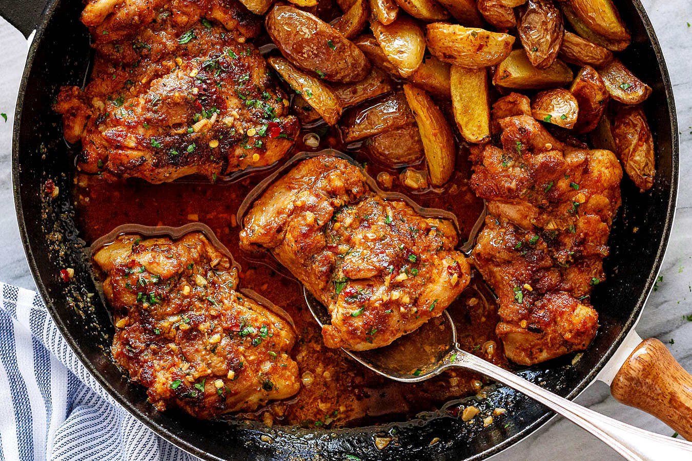 Garlic Butter Chicken Thighs with Baby Potatoes | Leslie Keffler | Copy ...