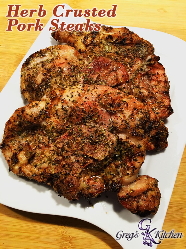 Herb Crusted Pork Steaks | Sandra Hastings | Copy Me That