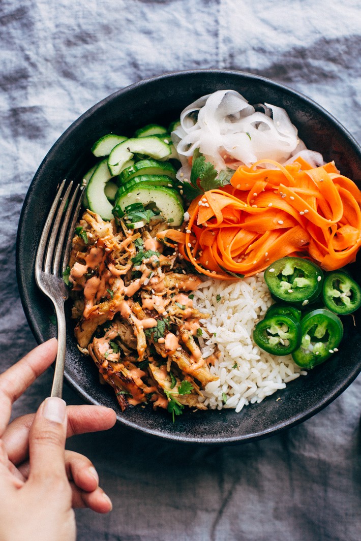 Instant Pot Crispy Chicken Banh Mi Bowls TresKirby