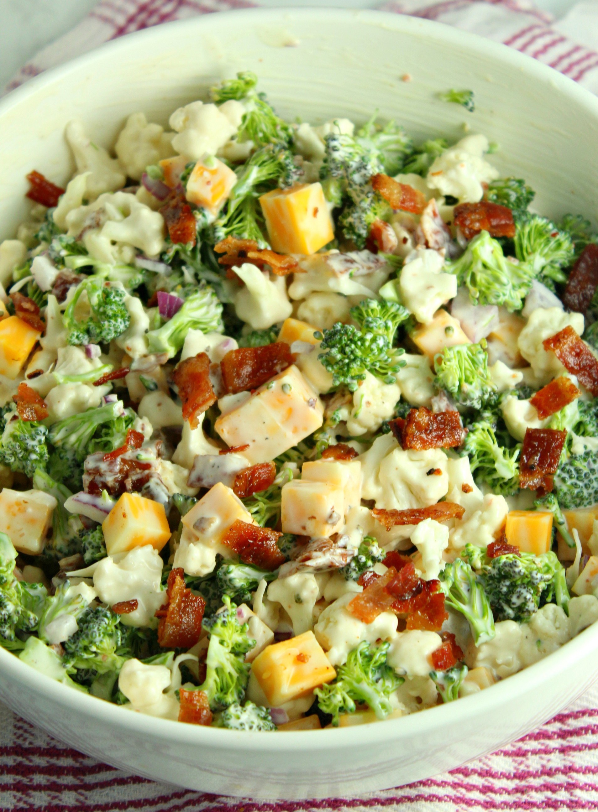 Loaded Broccoli Cauliflower Salad (Low Carb) | TX Tumbleweed | Copy Me That