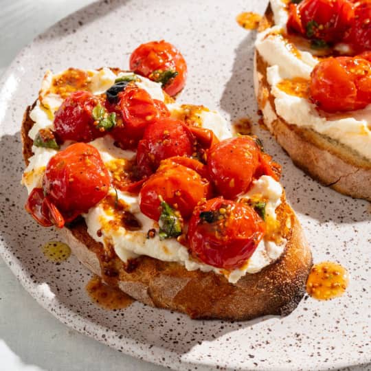 OpenFaced Cherry Tomato Ricotta Sandwiches KatieC Copy Me That