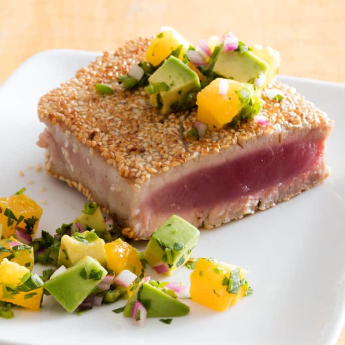 Pan Seared Sesame Crusted Tuna Steaks Chickadee Copy Me That 