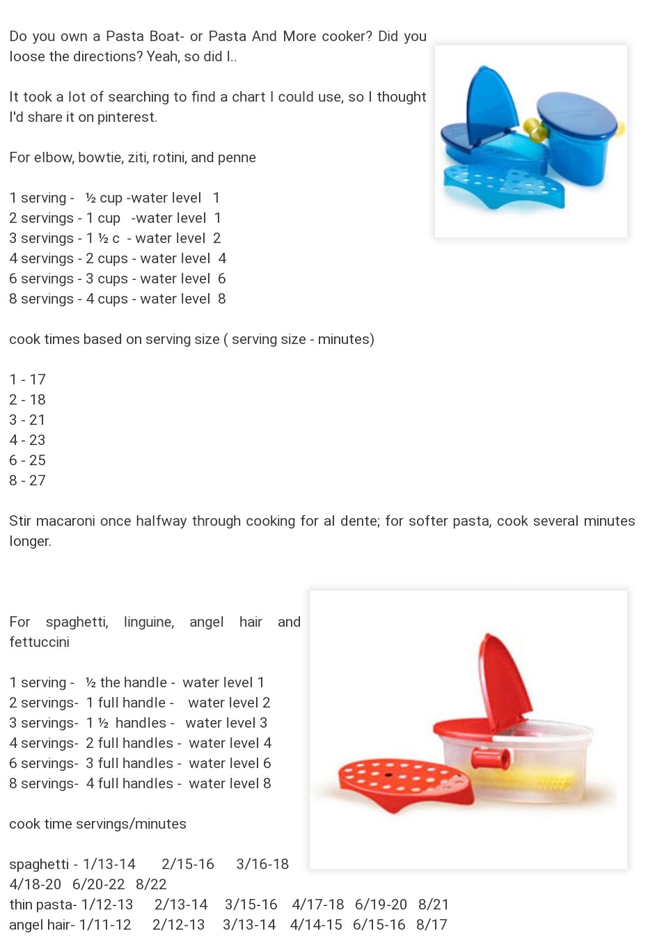 Pasta Boat Instructions Manual