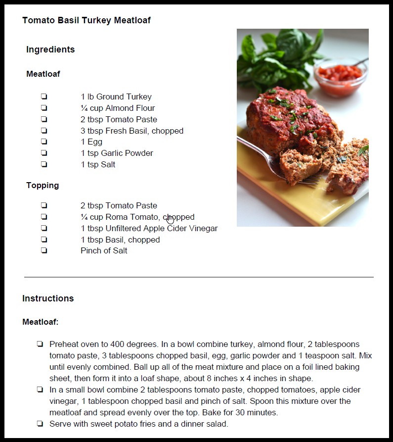 Ground Turkey Meatloaf with Tomato and Basil - Familystyle Food