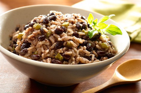 Rice Cooked In Black Beans Moros Y