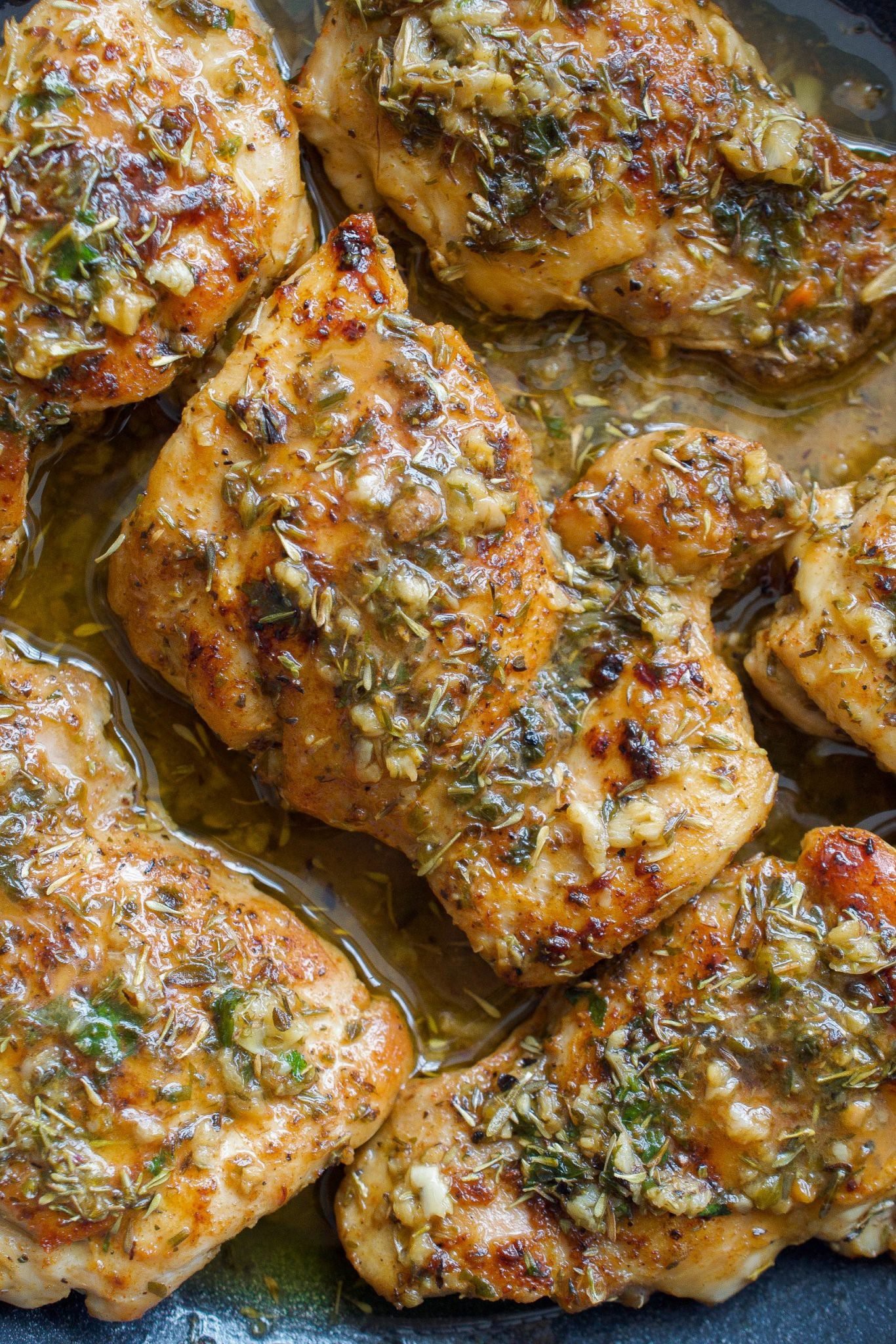 Seared Chicken Thighs in Garlic & Herb Sauce | Kelly Byrley | Copy Me That