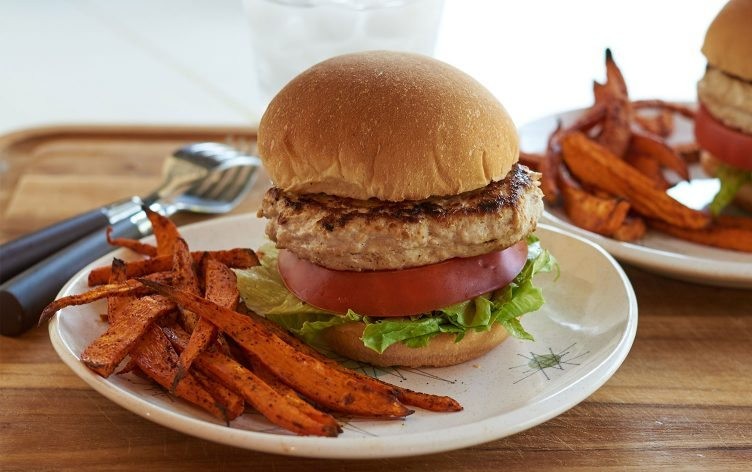 Spicy Chicken Burger With Sweet Potato Fries Anniinbc Copy Me That 