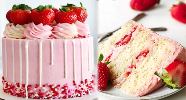 Strawberry Champagne Cake - Menu - The Whistle Stop