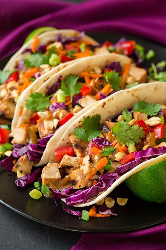 Thai Chicken Tacos With Peanut Sauce Karin Kay Copy Me That