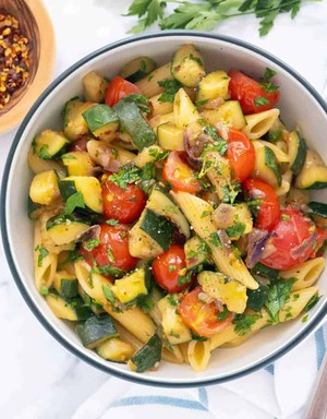 Pasta with Zucchini and Tomatoes | Marianne Sequeira Marino | Copy Me That